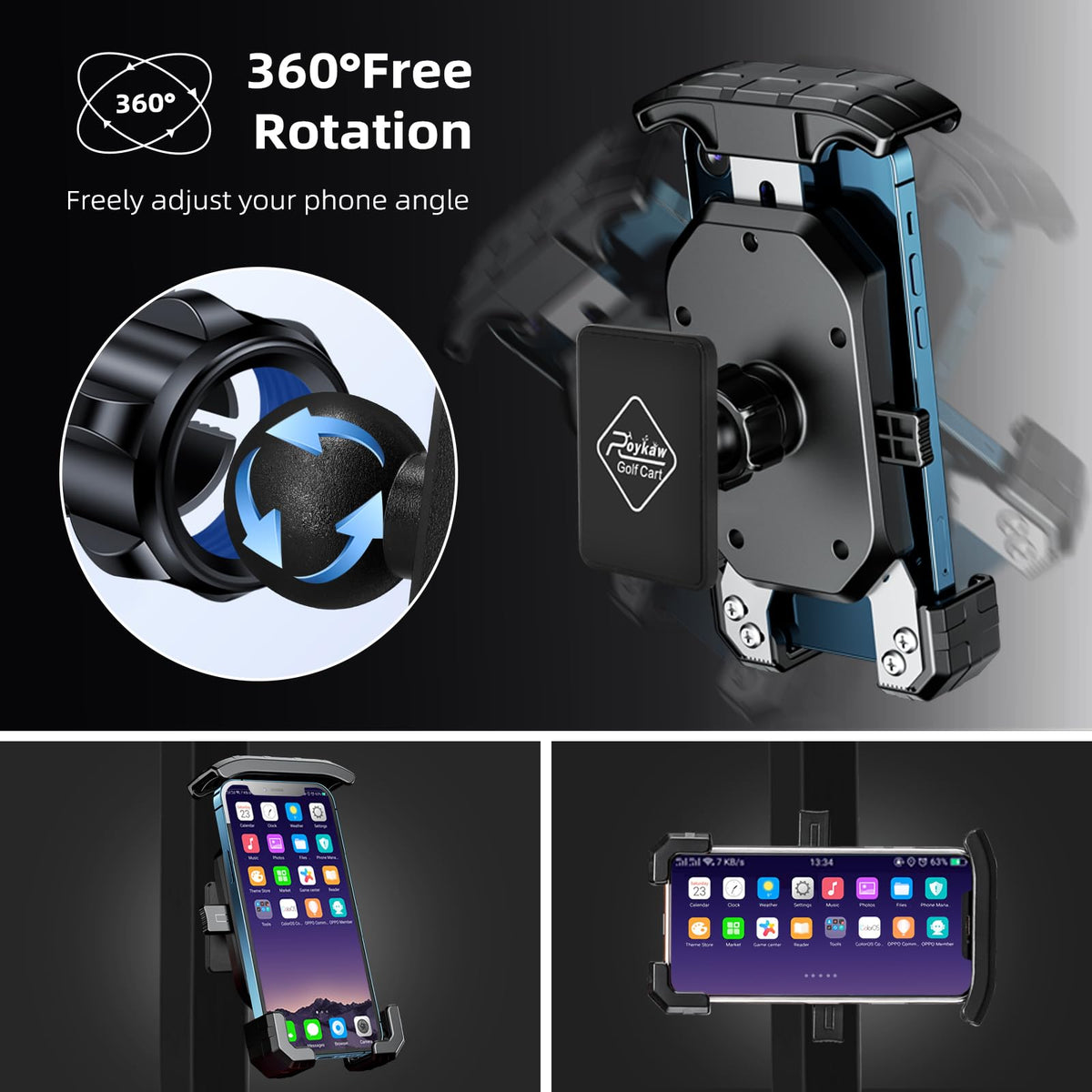 Roykaw one-handed lock and quick release simplifies picking up and placing your phone