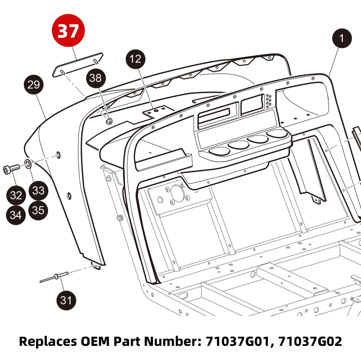 Roykaw Golf Cart TXT Emblem peel-back application enables quick DIY installation.