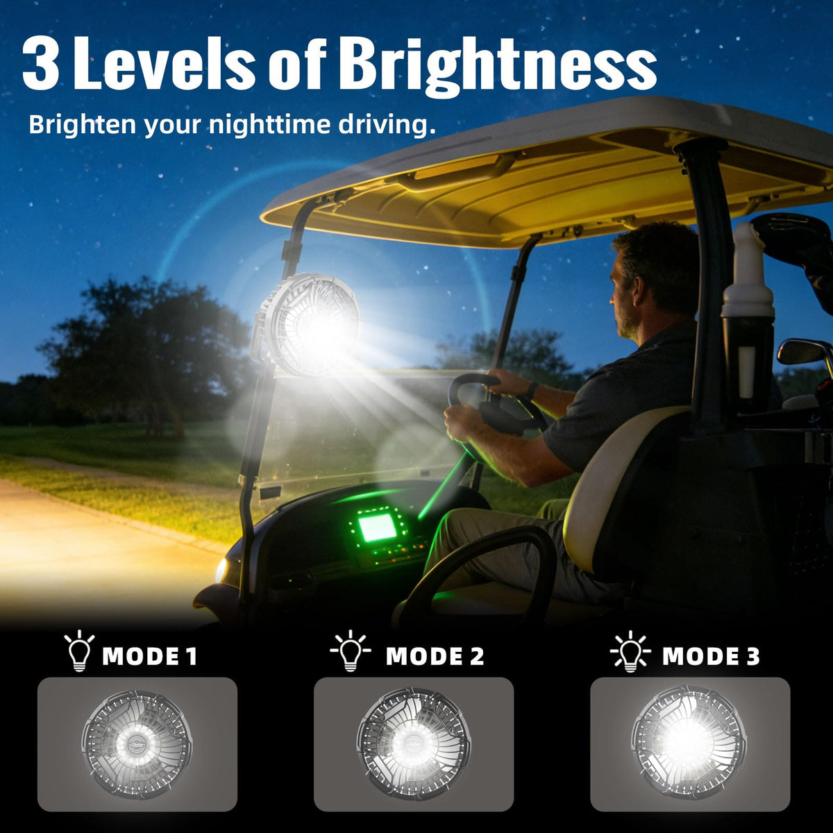 Roykaw golf cart portable fan hanging hook highlights flexible mounting