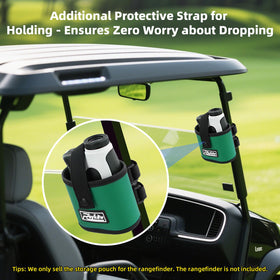 Roykaw golf cart rangefinder holder secures device on rough terrain