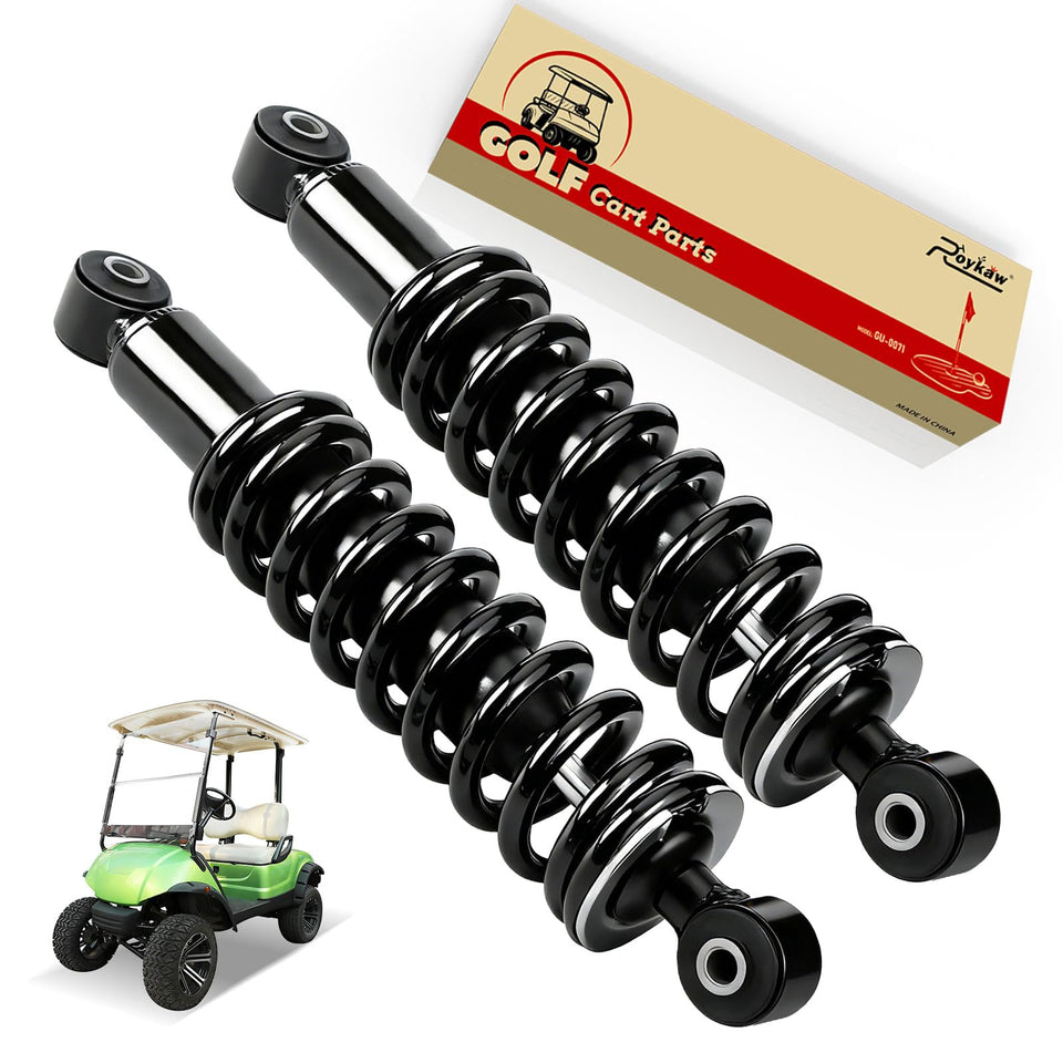Roykaw rear shock assembly for Yamaha G29 Drive improves ride smoothness on rough terrain.