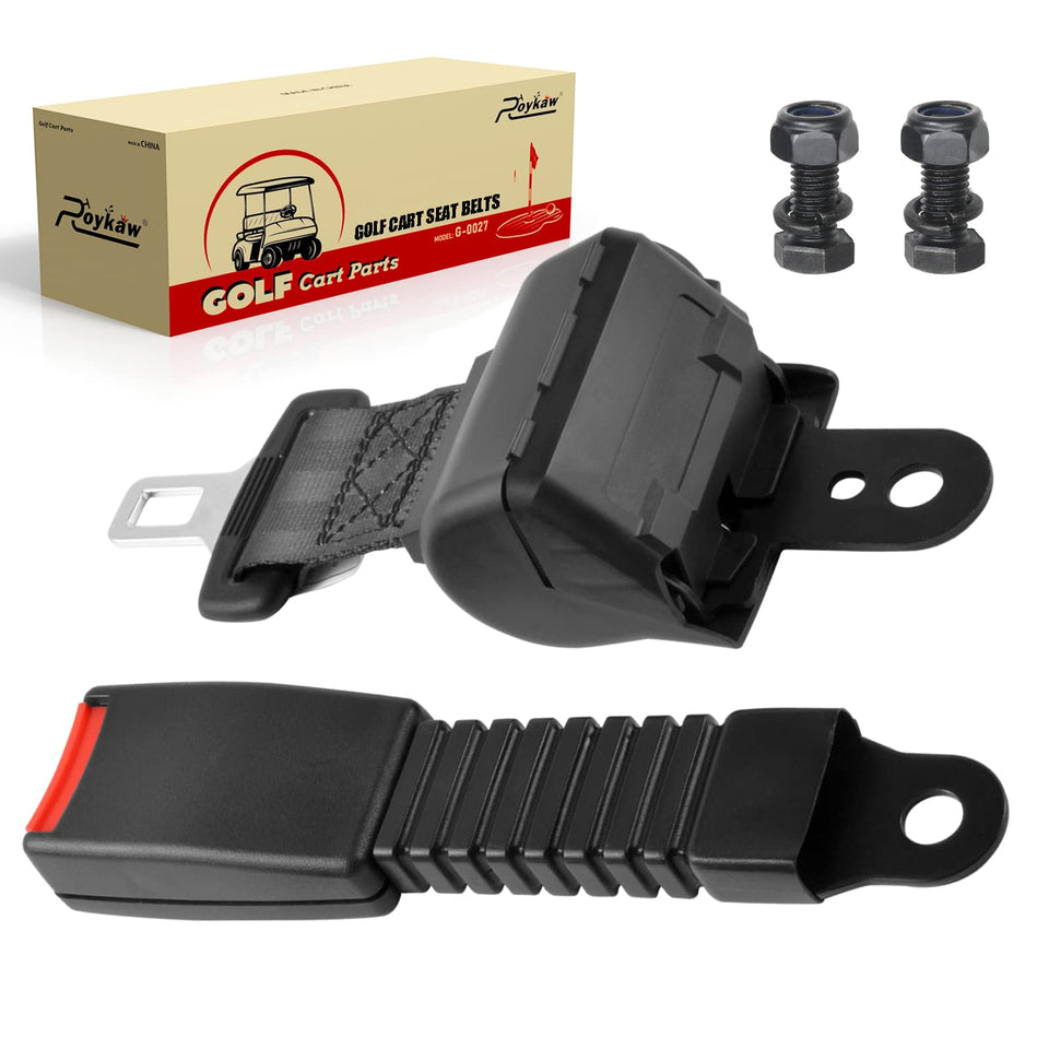 Roykaw front-mount golf cart seat belt for easy access and safety