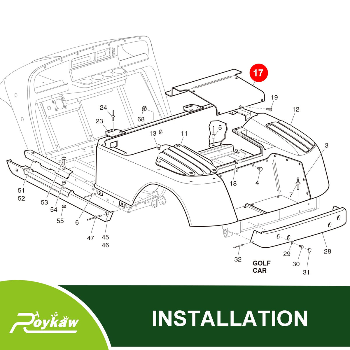 Roykaw golf cart side panel cover adds protection and style.