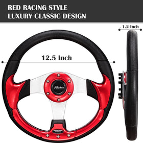 Roykaw steering wheel with brushed aluminum spokes adds premium style