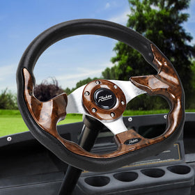 Roykaw universal steering wheel with EZGO compatibility and a premium wood finish.