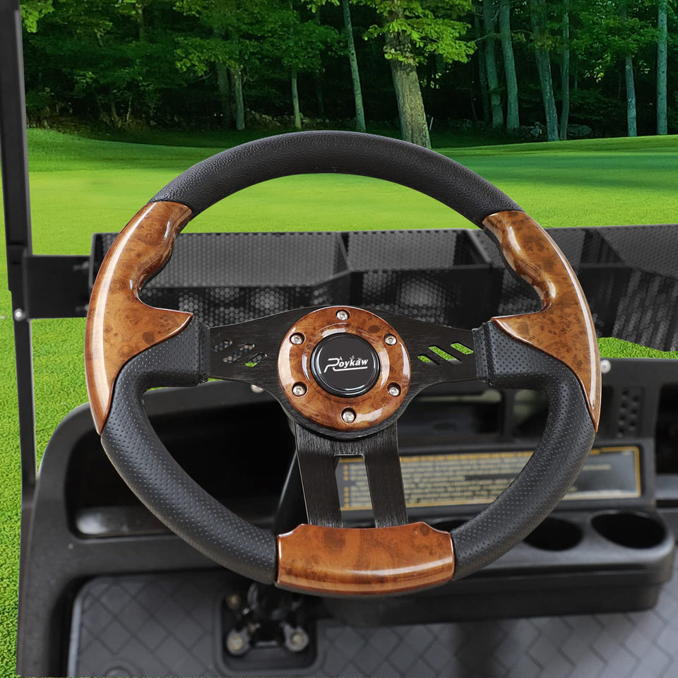 Roykaw universal golf cart steering wheel with ergonomic grip for smooth steering