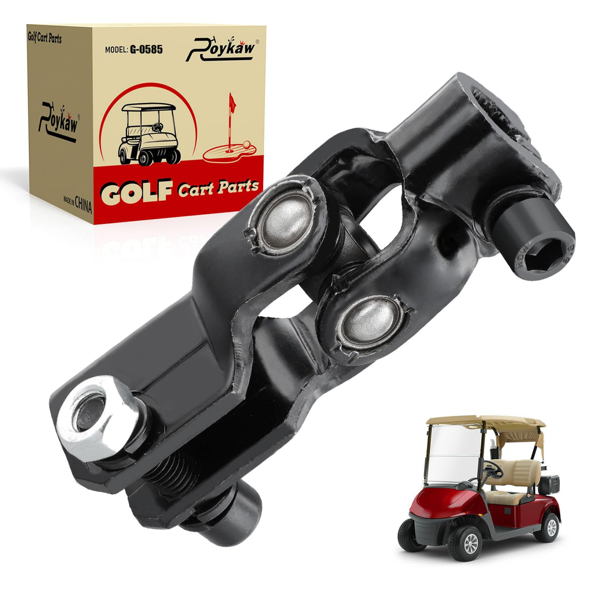Roykaw golf cart steering yoke assembly for EZGO RXV closeup shows OEM-ready fit and durable construction.