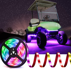 Roykaw underbody LED strip provides vibrant night glow for golf carts