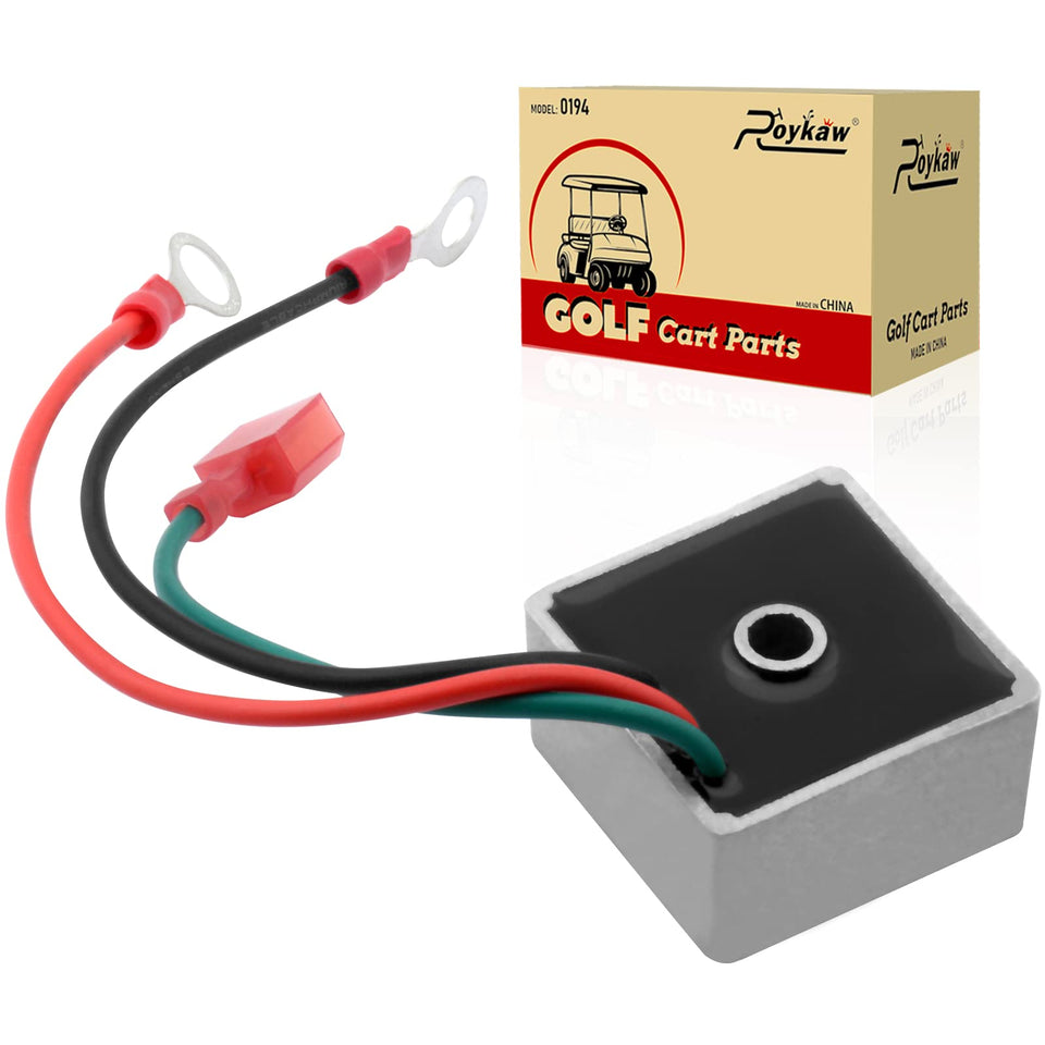 Roykaw golf cart voltage regulator front view, compact and easy to install.