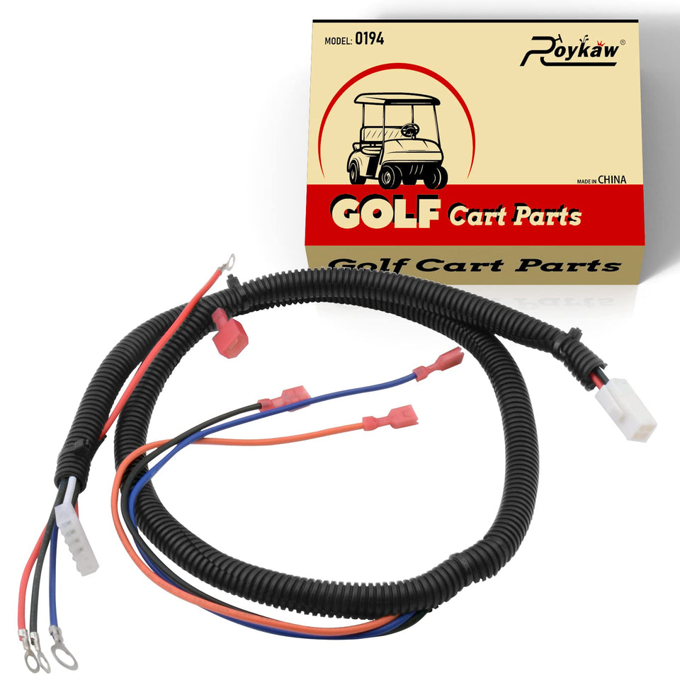 Roykaw wire harness front view for 36V EZGO TXT/Medalist, plug-and-play compatibility