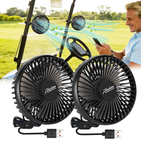 Roykaw golf cart fan mounts on square tubing for Ezgo Club Car Yamaha, delivering stable cooling.