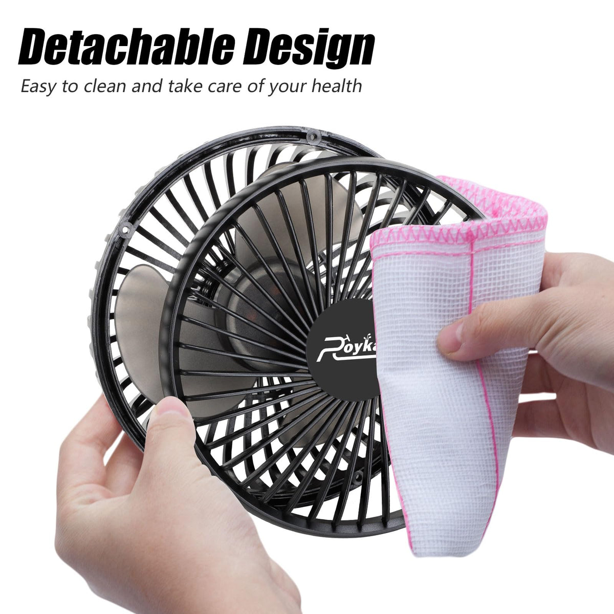 Roykaw fan provides dependable USB power for cooling on the go.