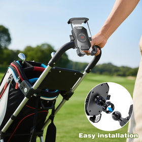 Roykaw golf push cart phone holder use with GPS and camera on course