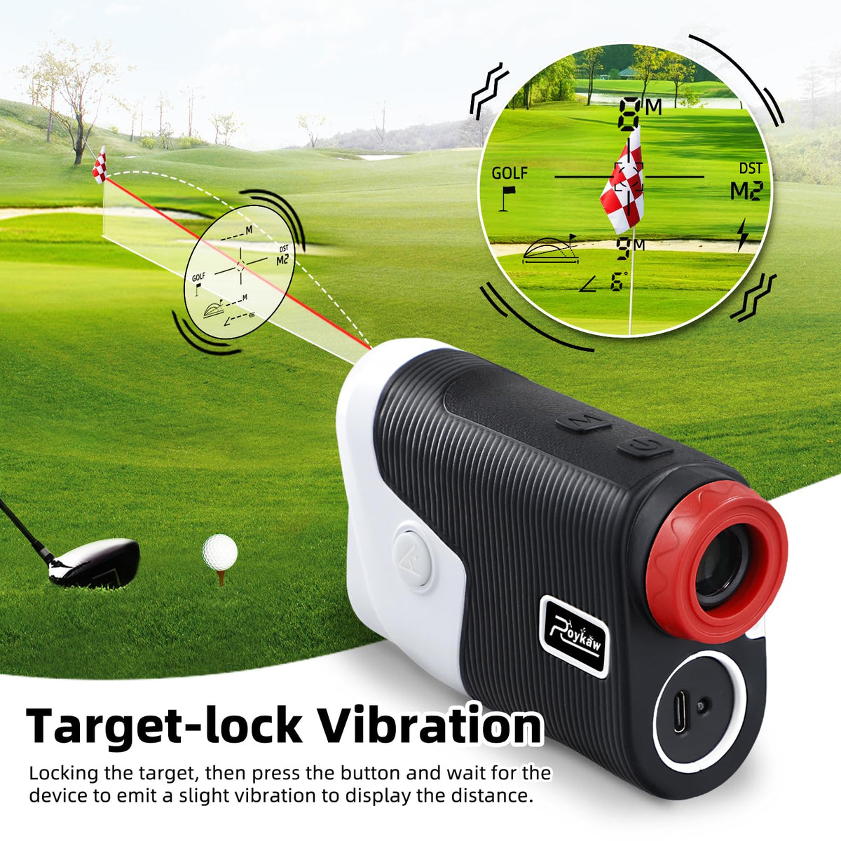 Roykaw golf rangefinder magnetic mount ready on cart for easy access