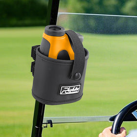 Roykaw golf rangefinder pouch mount front view demonstrates quick, secure access during play