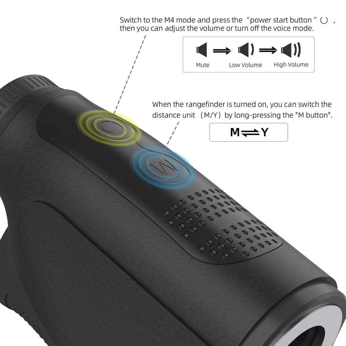 Roykaw rangefinder voice announcements of distance and slope in real time