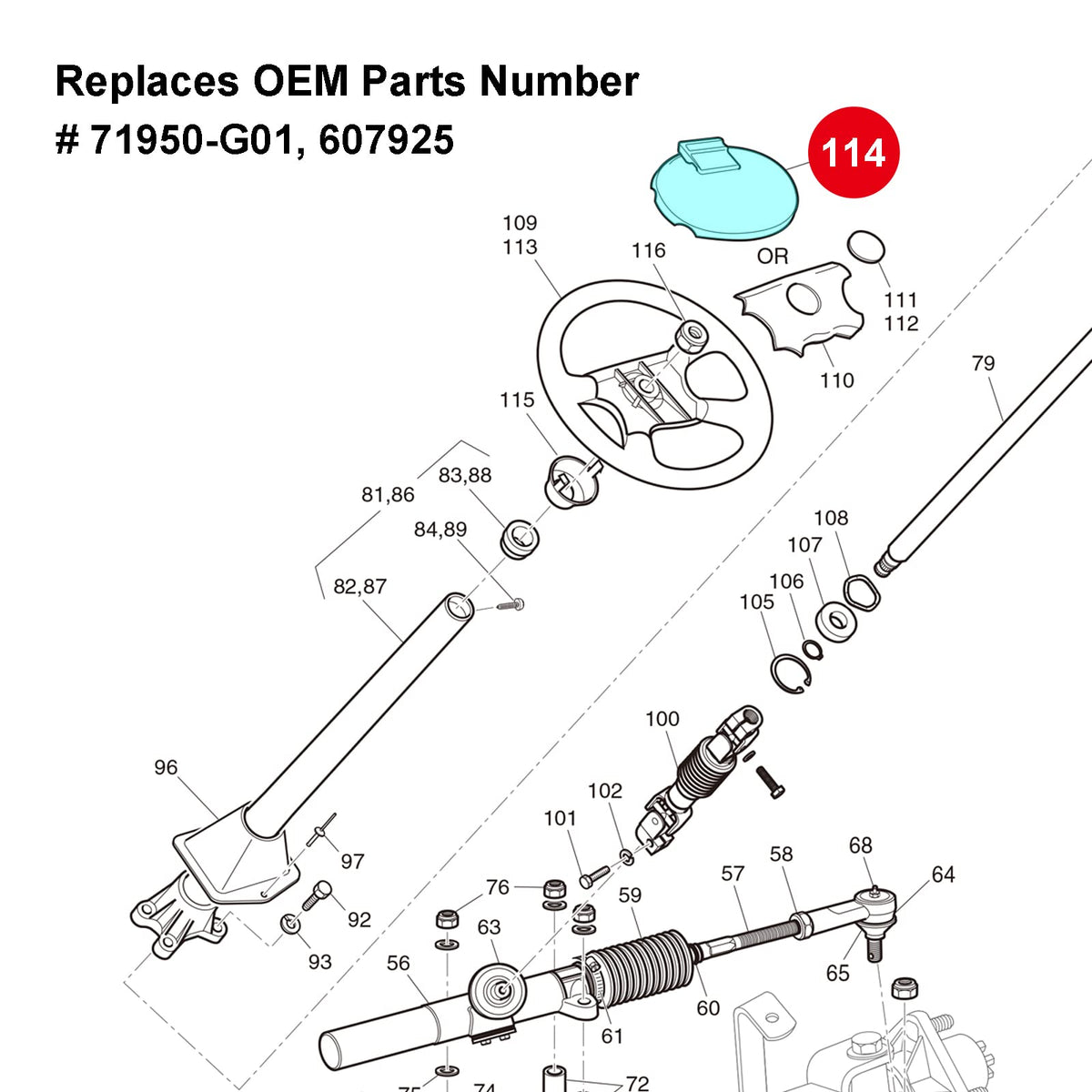 Roykaw replacement OEM numbers 71950-G01 and 607925 swap
