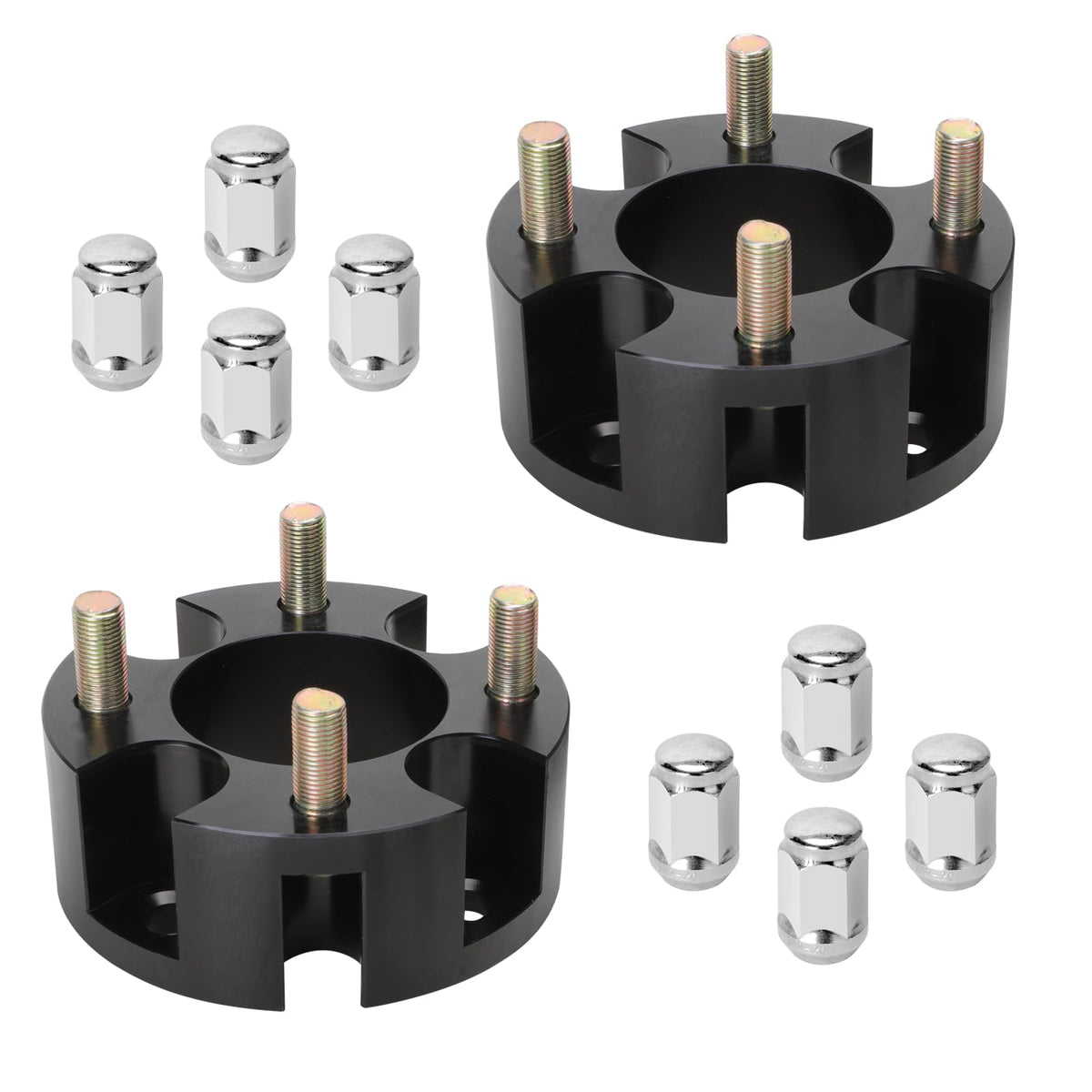 Roykaw golf spacer axle-track-height detail illustrating up to four inches of increased clearance