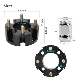Roykaw golf spacer packaging contents showing 4 spacers and 16 lug nuts