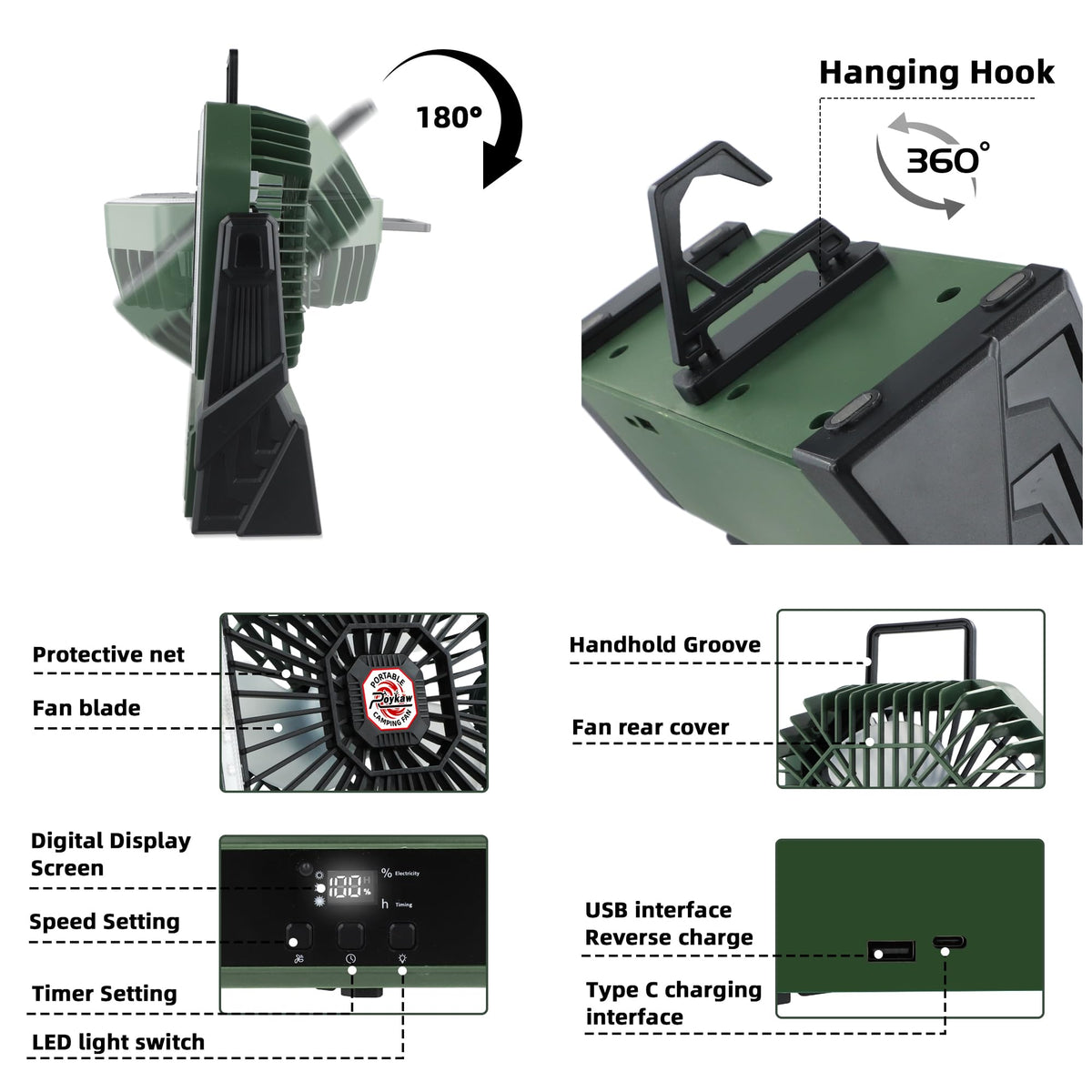 Roykaw portable handle for effortless carrying during travel.