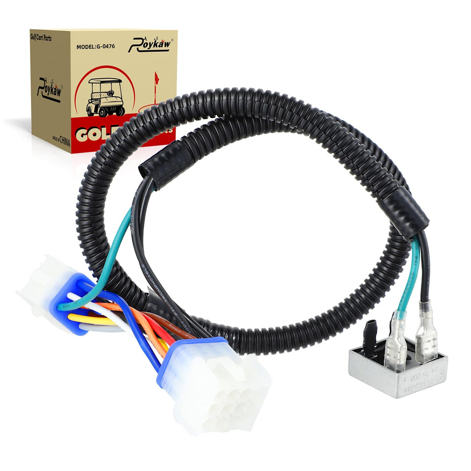 Roykaw headlight harness shows 9pin to 12pin compatibility for Club Car Precedent