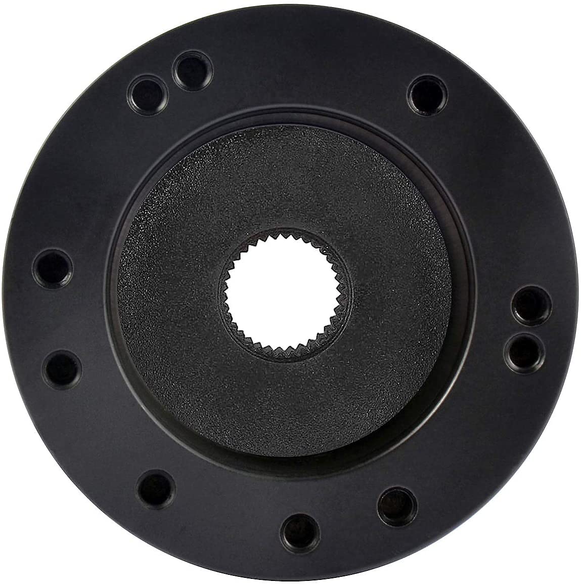 Roykaw hub adapter closeup highlights corrosion resistant aluminum.