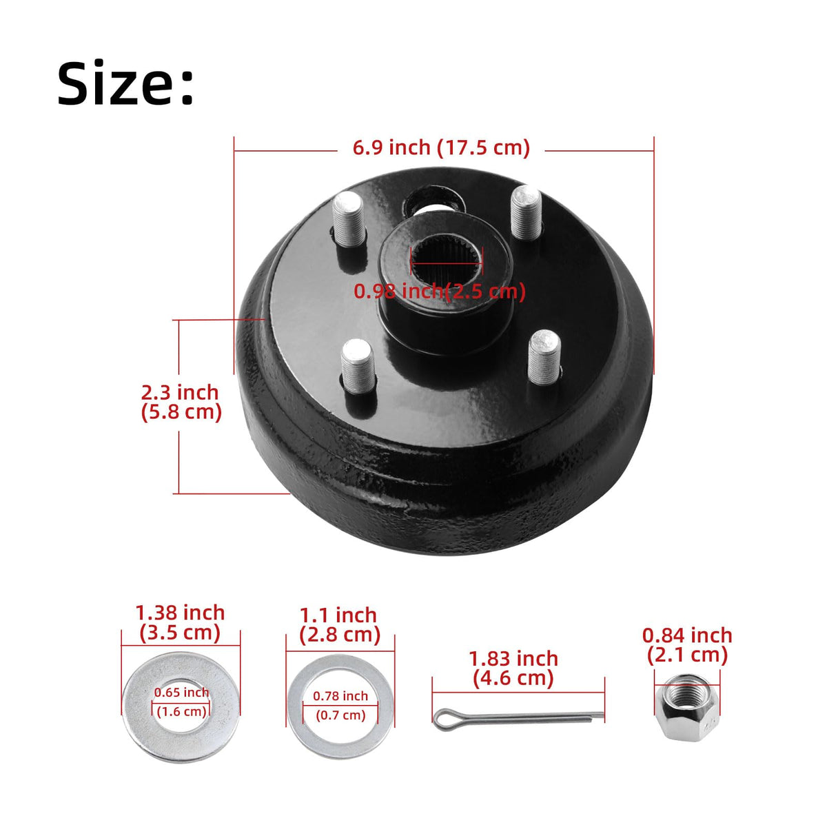  Roykaw hub drum with large center hole for 4-cycle EZGO models