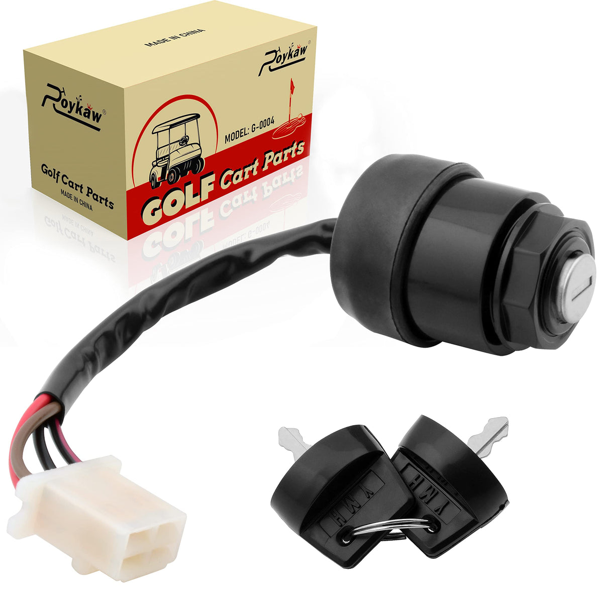 Roykaw ignition switch 4-pin for Yamaha G14 with plug-and-play installation.