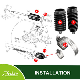 Roykaw installation contents: passenger long and driver short bellows