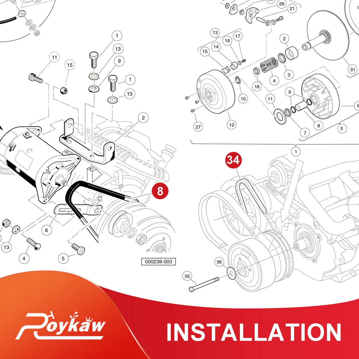 Roykaw installation guide scene shows step by step setup.