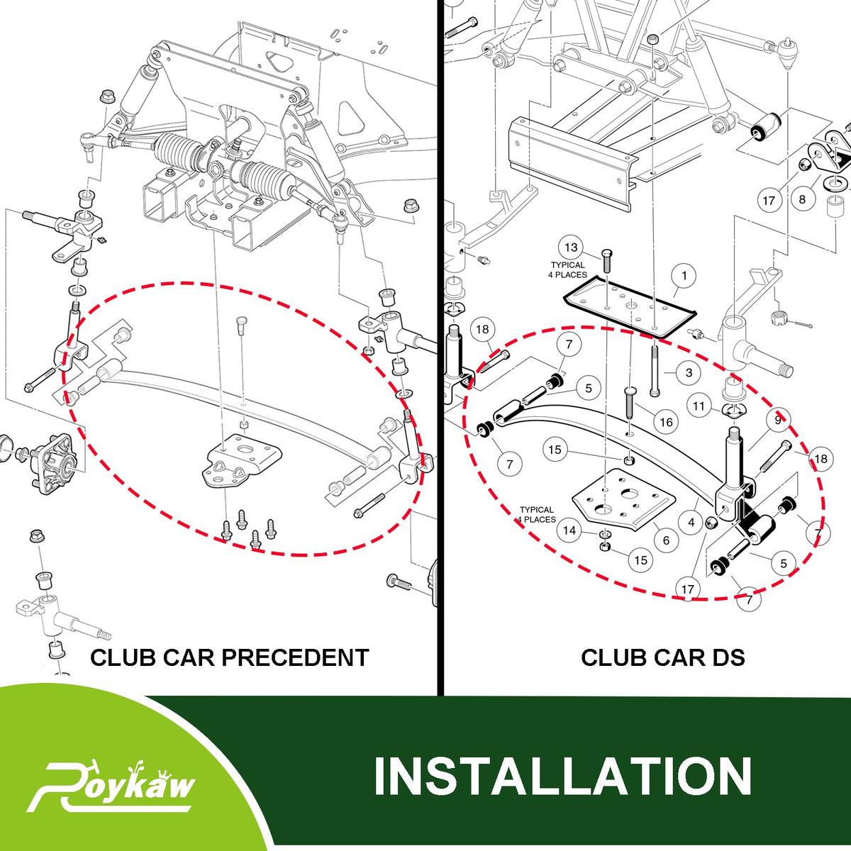 Roykaw installation guide visuals simplify front-end replacement.