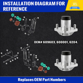 Roykaw installation-ready front hub for EZGO RXV improves course performance.
