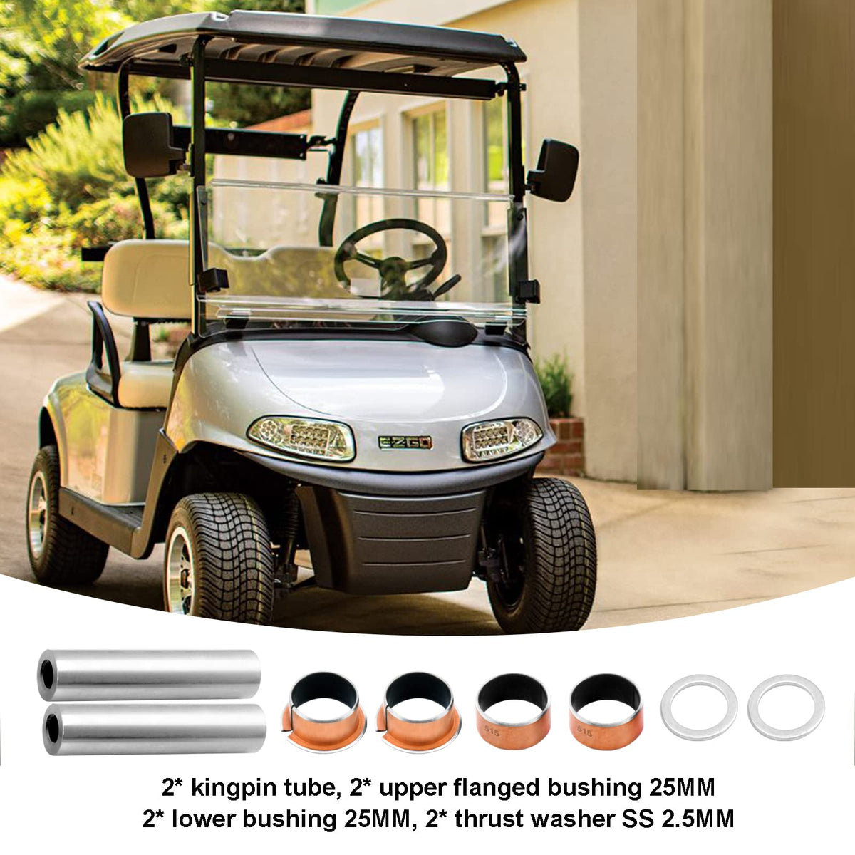Roykaw kit with OEM reference numbers for EZGO front-end compatibility.