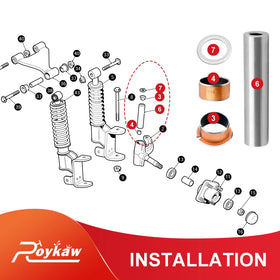 Roykaw thrust washer included for proper pre-load and alignment.