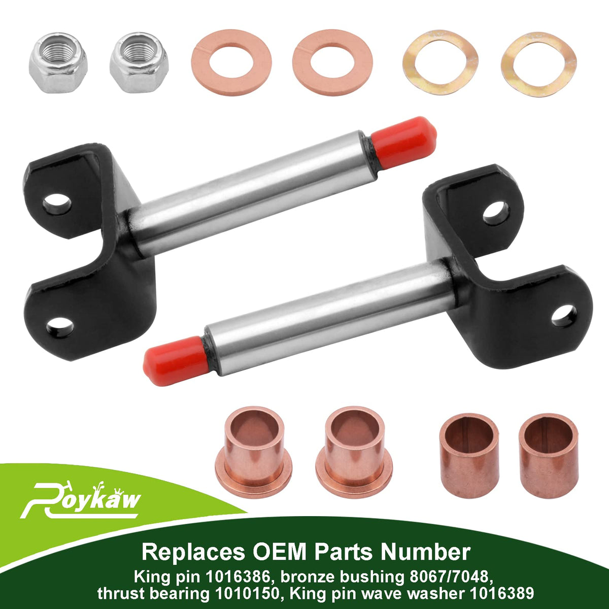Roykaw bearings and bronze bushings close-up for reliable kingpin operation