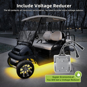 Roykaw LED strip compatible with EZGO, Club Car, Yamaha models across voltages