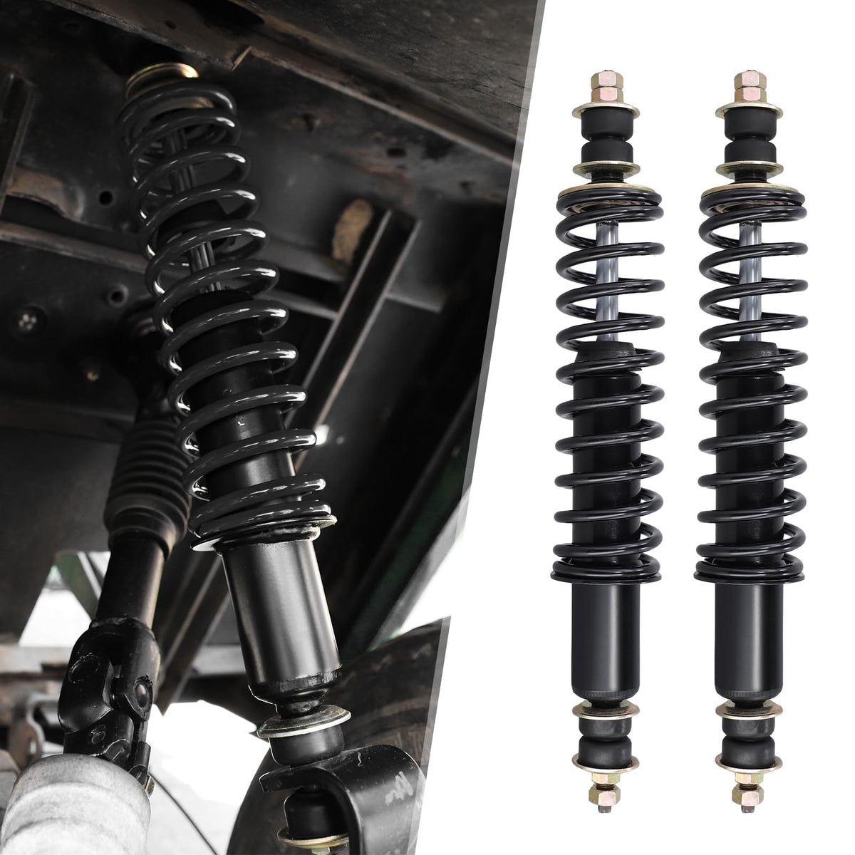 Roykaw length extenders illustrate 18-inch compatibility for lifted carts.