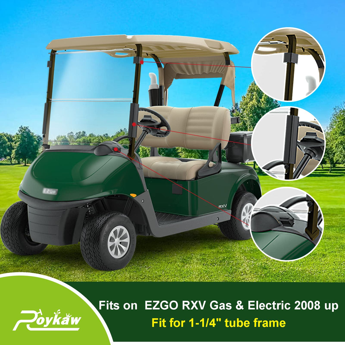 Roykaw lower retaining clips for EZGO RXV help seal and stabilize.