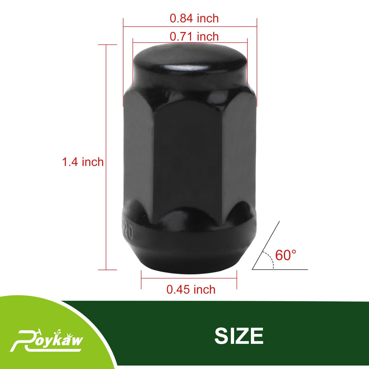 Roykaw lug nuts with 3/4 inch hex for easy installation
