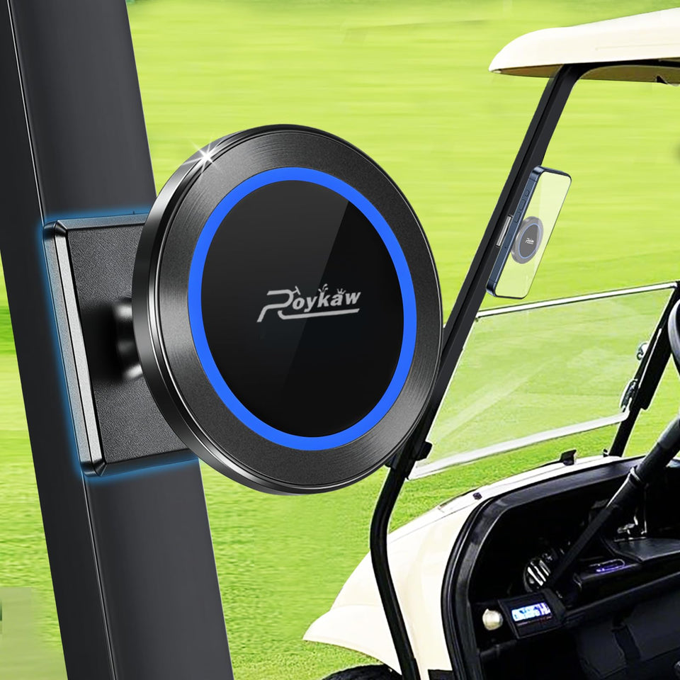 Roykaw magnetic holder with MagSafe keeps your iPhone secure on the golf course.