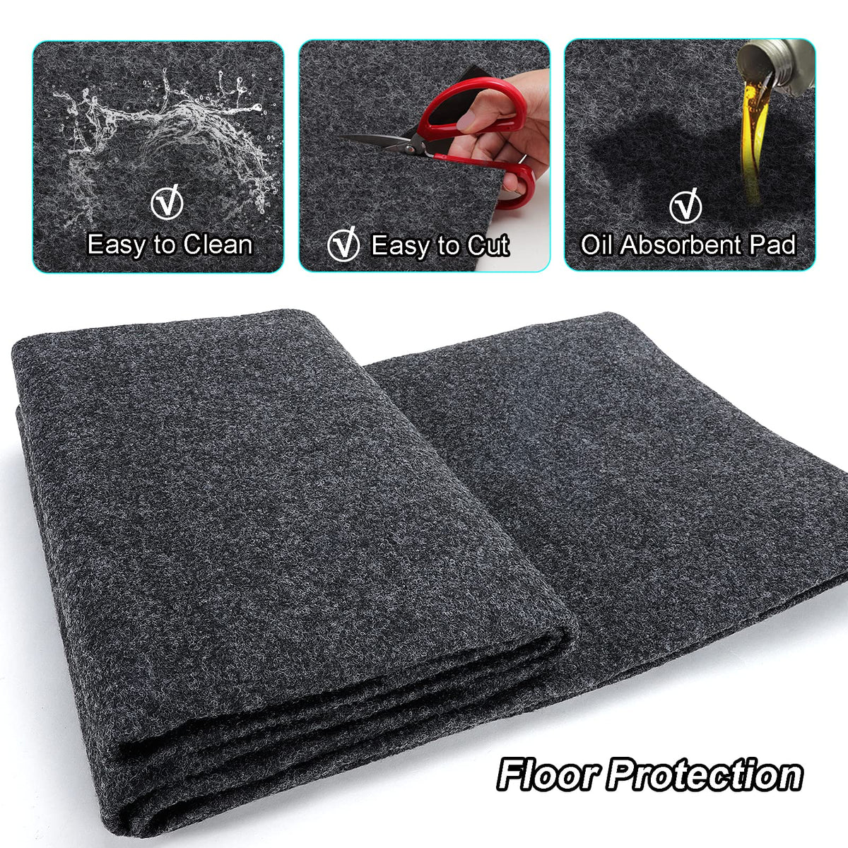Roykaw motorcycle parking mat side view with tape secured