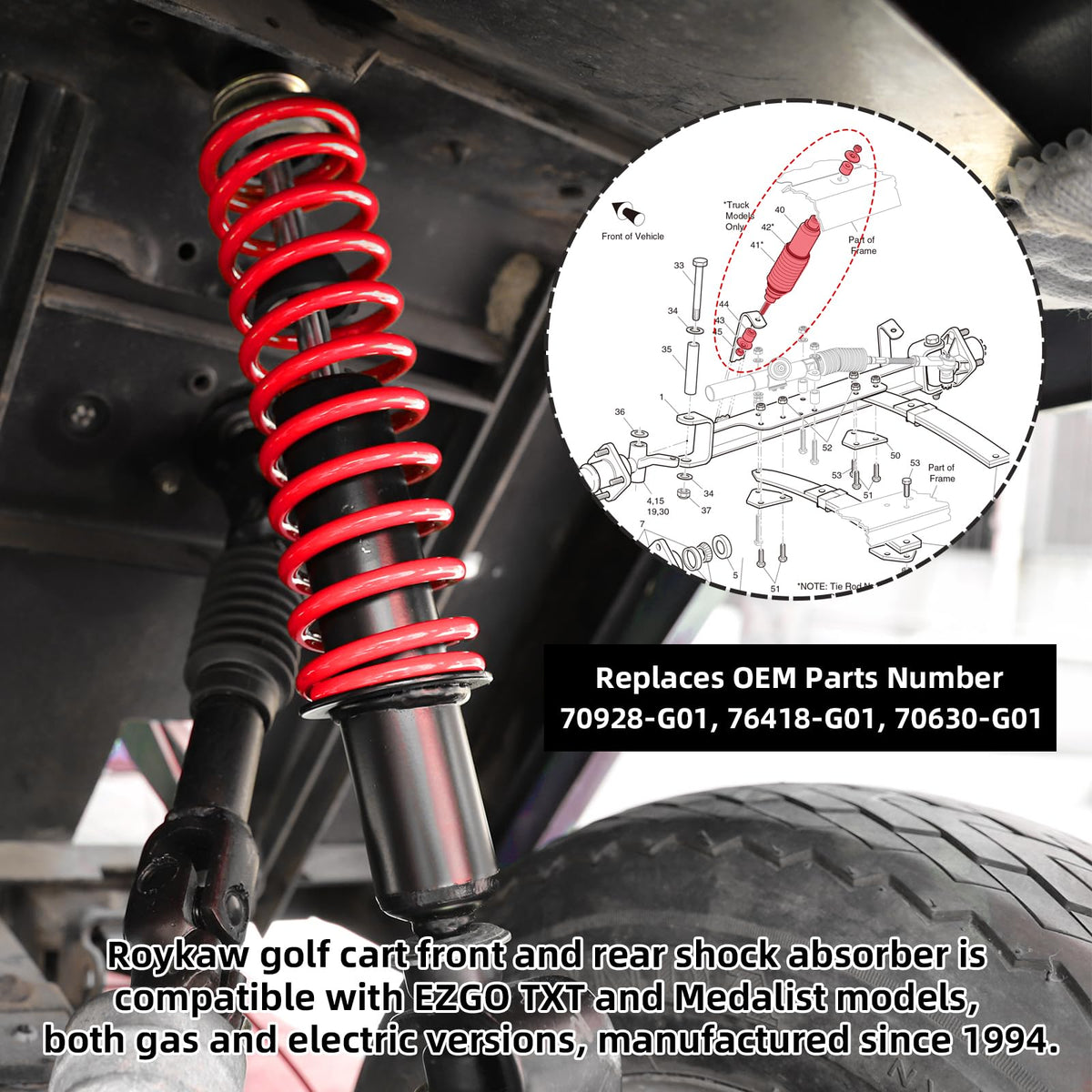 Roykaw OEM 70630-G01 replacement shock for EZGO TXT