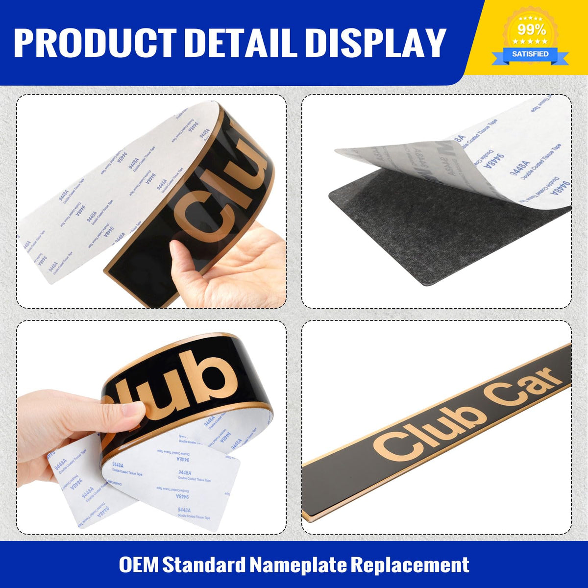 Roykaw OEM replacement name plate compatible with Club Car DS
