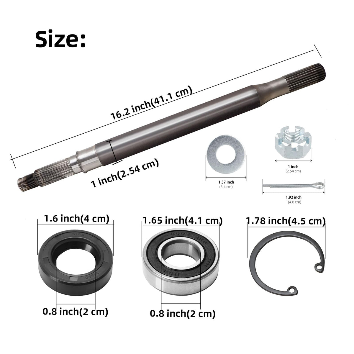 Roykaw OEM-style rear axle shaft visual illustrating precise fit.
