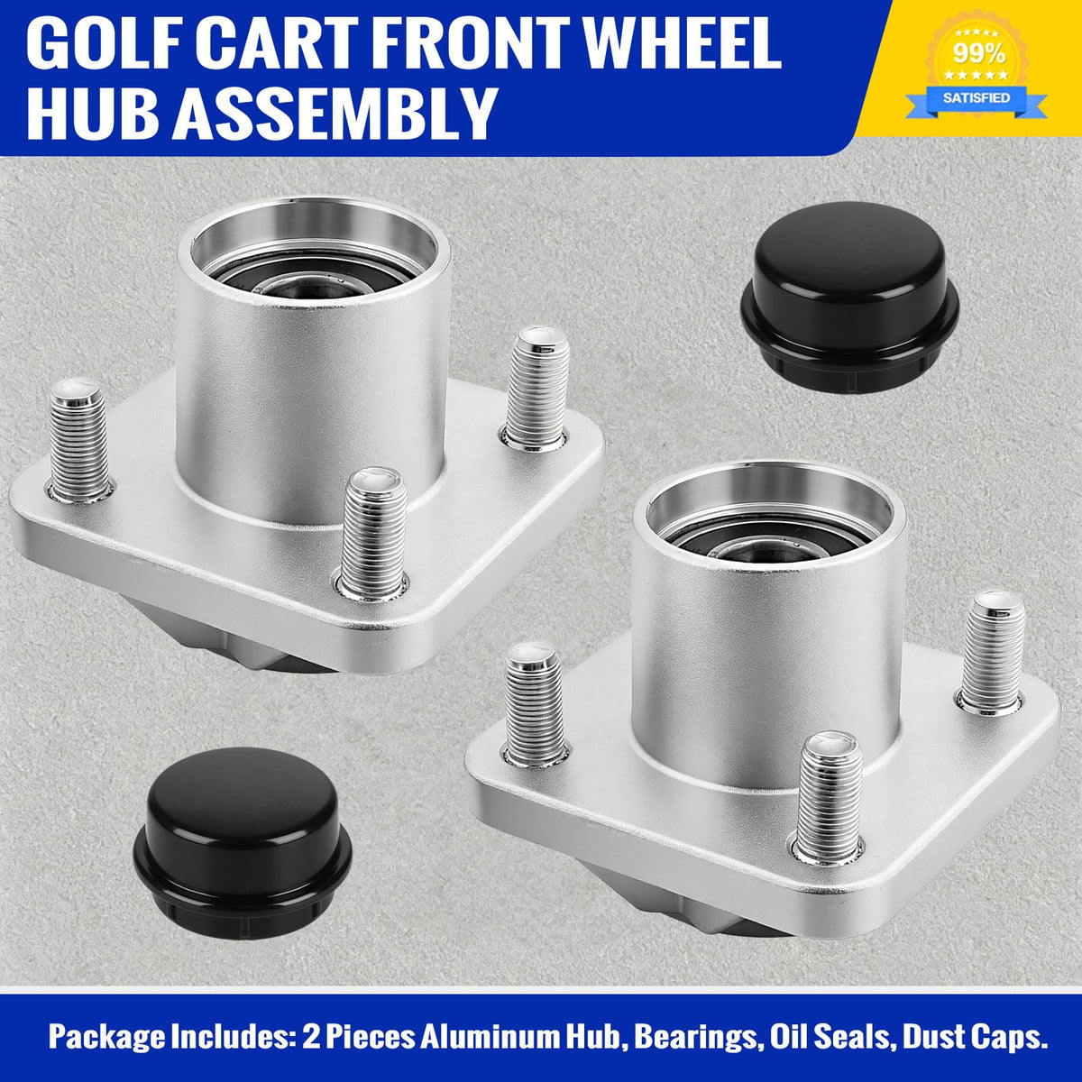 Roykaw plastic dust caps protect the hub from dirt and moisture.