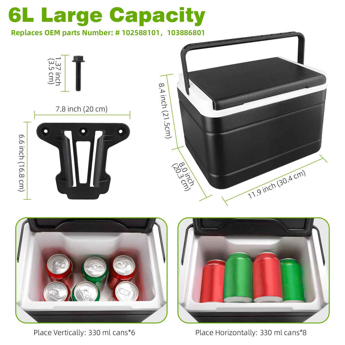Roykaw 6L capacity ideal for beach, camping, fishing trips.