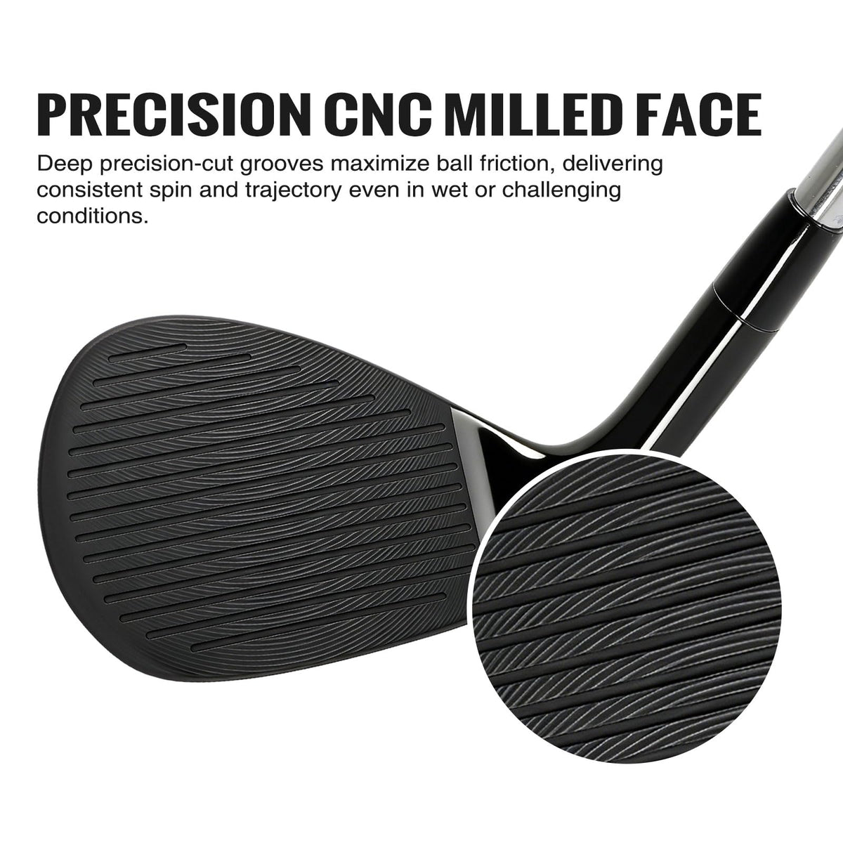 Roykaw wedge with premium steel shaft ensures stable control.