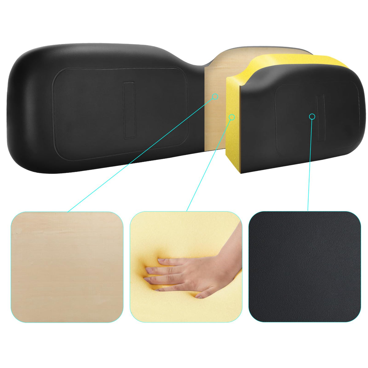 Roykaw PVC leather backrest offers moisture resistance and simple cleaning.