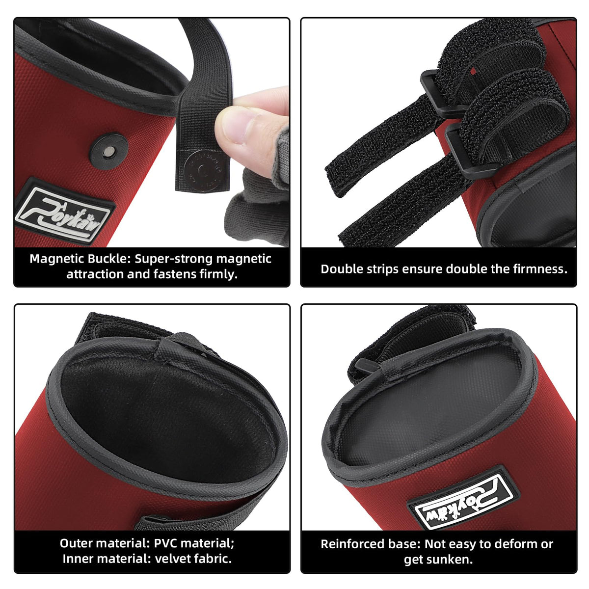 Roykaw pouch mount close-up on Oxford cloth shows durable construction