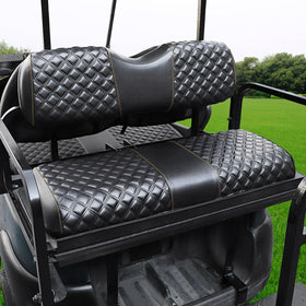 Roykaw rear seat cover top view protects and refreshes golf cart seating.